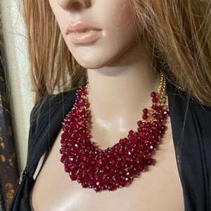 •Christian Siriano•Red/Gold Pomegranate Necklace